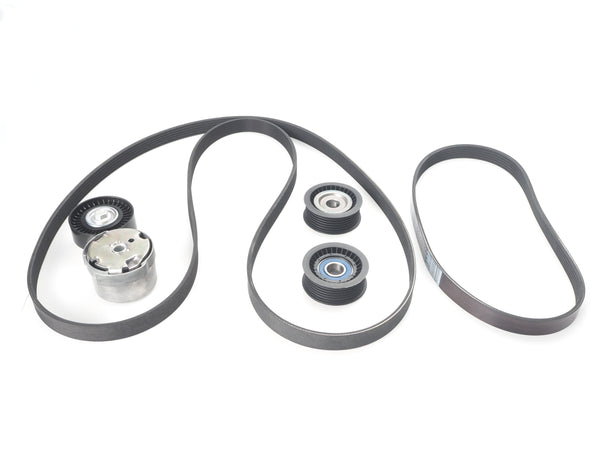 Complete Drive Belt Replacement Kit Maserati 3.0L V6 Twin-Turbo Engine M157 OEM parts 278940, 286570, 243857, 278950 