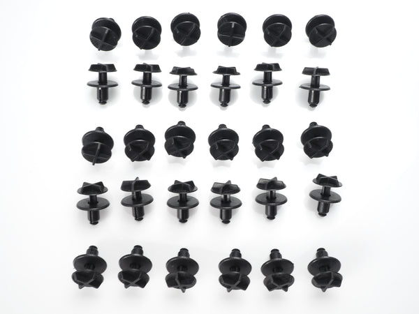 2012-2022 Land Rover 30 PCS Push Retainer Clips Battery Cover & Cowl Panel - 2.0L L4 - 3.0L L6 - 3.0L V6 - 5.0L V8 – (LR024316)